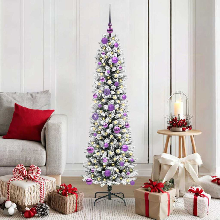 Kunstkerstboom Groen en wit 150 cm PVC en Metaal en Plastic