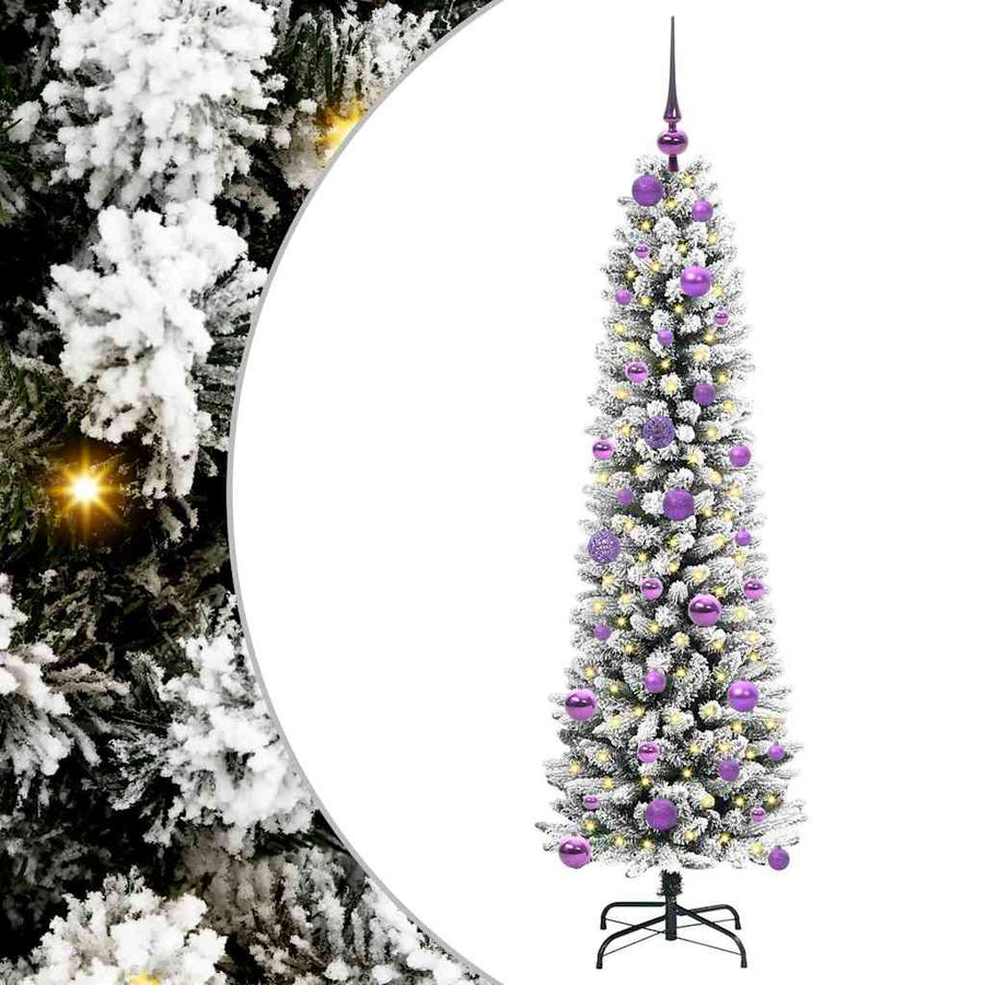 Kunstkerstboom Groen en wit 150 cm PVC en Metaal en Plastic