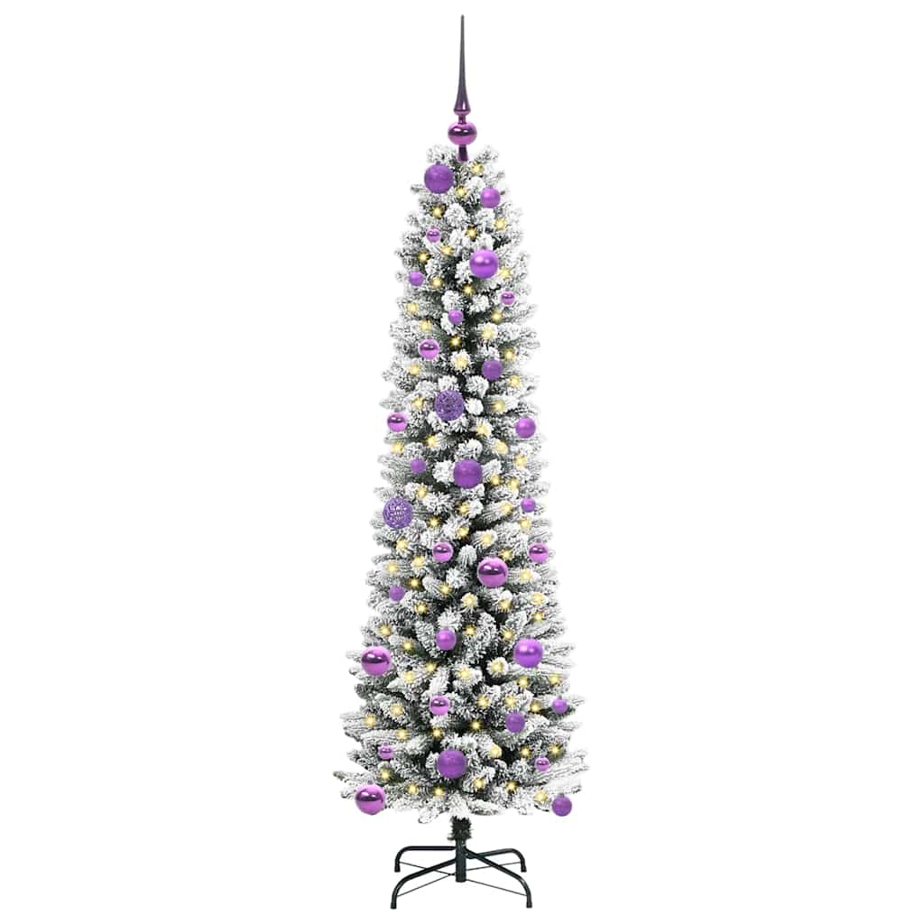 Kunstkerstboom Groen en wit 150 cm PVC en Metaal en Plastic