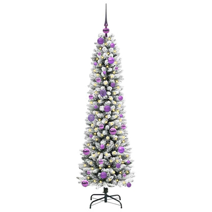 Kunstkerstboom Groen en wit 150 cm PVC en Metaal en Plastic