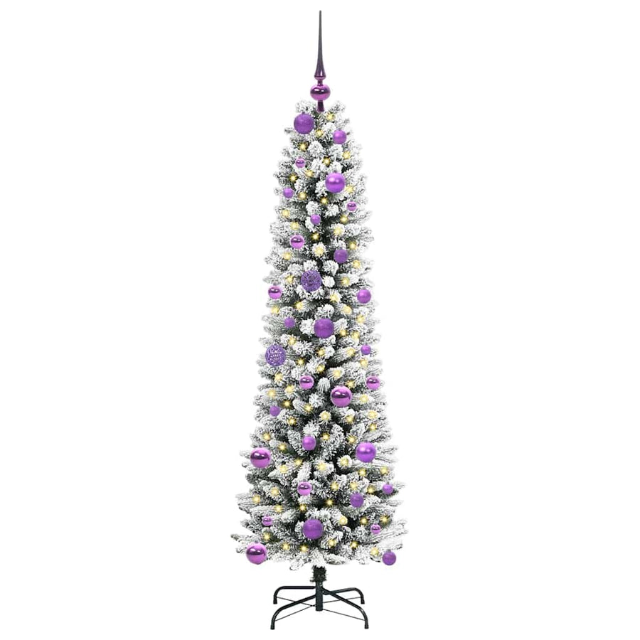 Kunstkerstboom Groen en wit 150 cm PVC en Metaal en Plastic