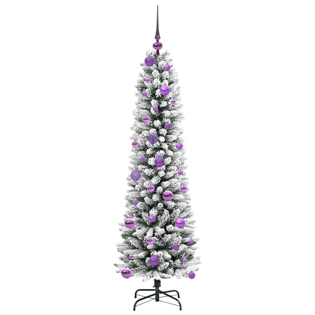 Kunstkerstboom Groen en wit 150 cm PVC en Metaal en Plastic