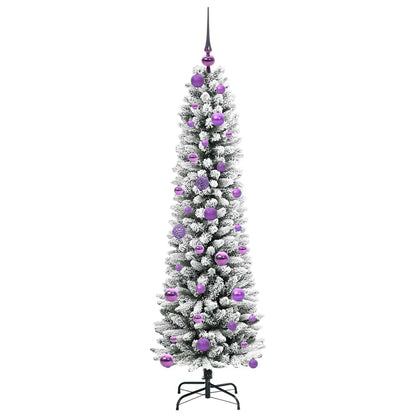 Kunstkerstboom Groen en wit 150 cm PVC en Metaal en Plastic