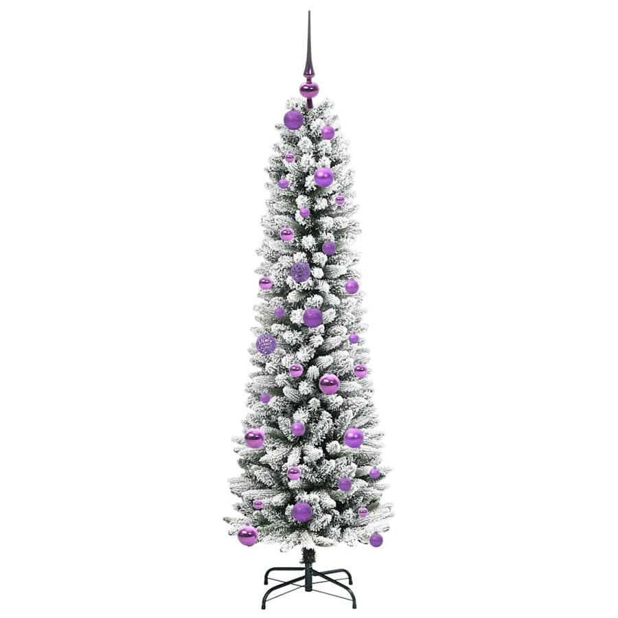 Kunstkerstboom Groen en wit 150 cm PVC en Metaal en Plastic