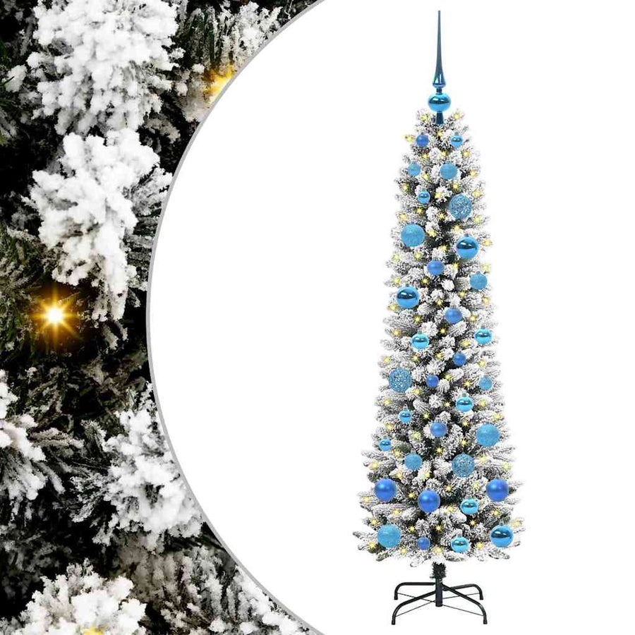 Kunstkerstboom Groen en wit 150 cm PVC en Metaal en Plastic