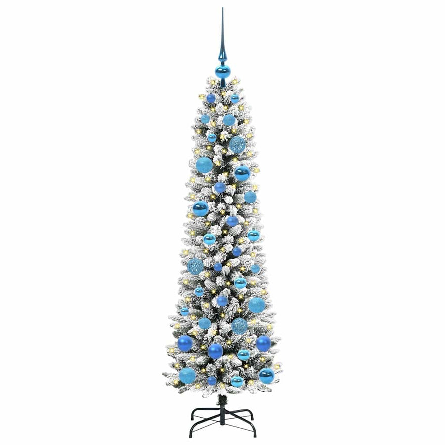 Kunstkerstboom Groen en wit 150 cm PVC en Metaal en Plastic