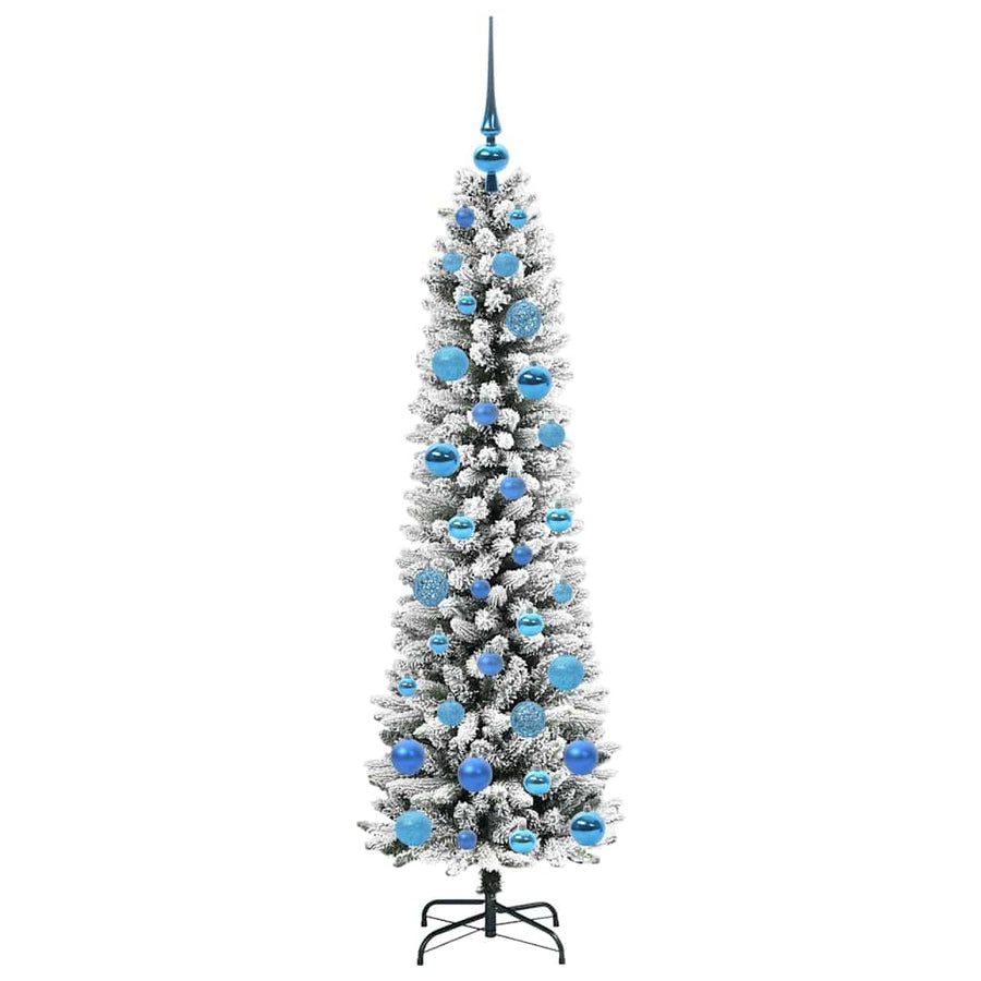 Kunstkerstboom Groen en wit 150 cm PVC en Metaal en Plastic