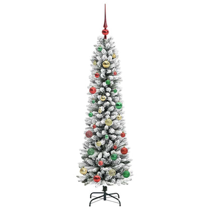 Kunstkerstboom Groen en wit 150 cm PVC en Metaal en Plastic