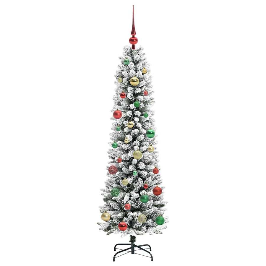 Kunstkerstboom Groen en wit 150 cm PVC en Metaal en Plastic