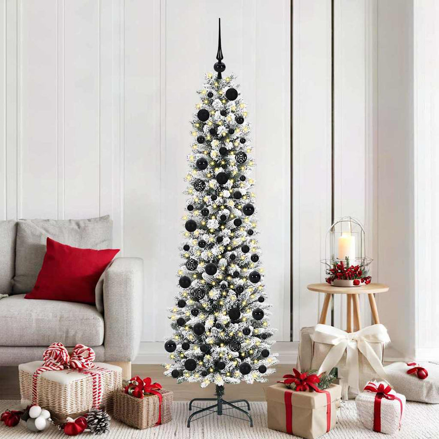 Kunstkerstboom Groen en wit 180 cm PVC en Metaal en Plastic