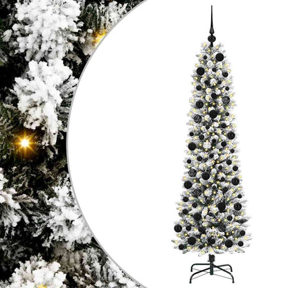 Kunstkerstboom Groen en wit 180 cm PVC en Metaal en Plastic