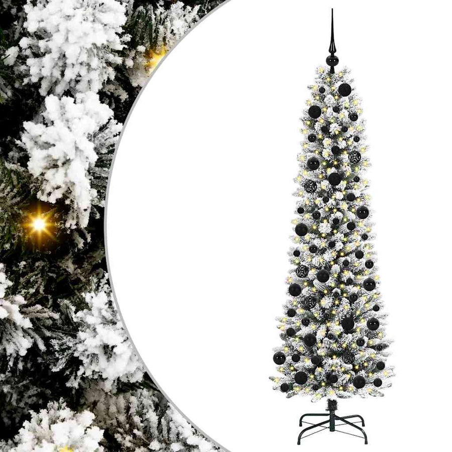 Kunstkerstboom Groen en wit 180 cm PVC en Metaal en Plastic