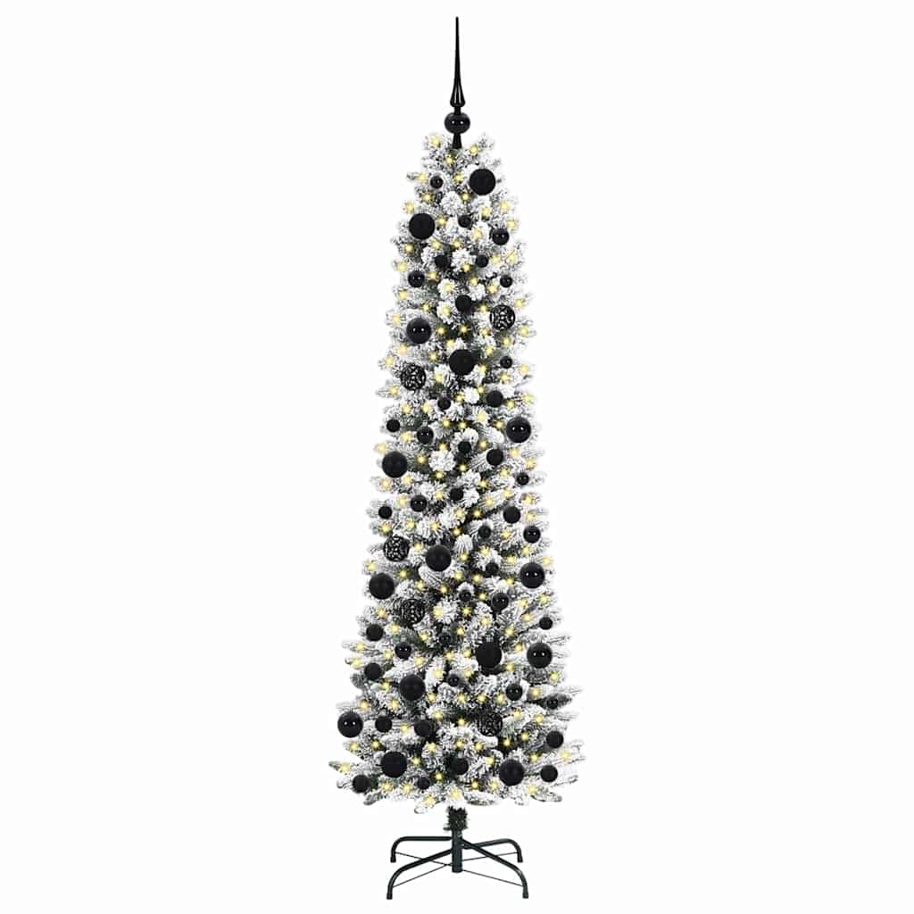 Kunstkerstboom Groen en wit 180 cm PVC en Metaal en Plastic