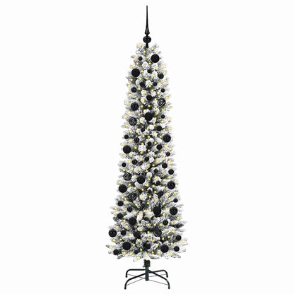 Kunstkerstboom Groen en wit 180 cm PVC en Metaal en Plastic