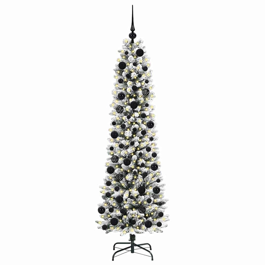 Kunstkerstboom Groen en wit 180 cm PVC en Metaal en Plastic