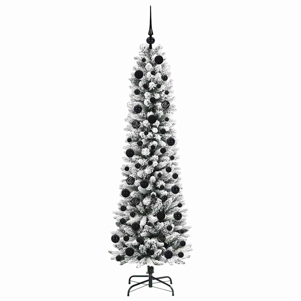 Kunstkerstboom Groen en wit 180 cm PVC en Metaal en Plastic