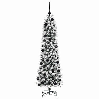 Kunstkerstboom Groen en wit 180 cm PVC en Metaal en Plastic