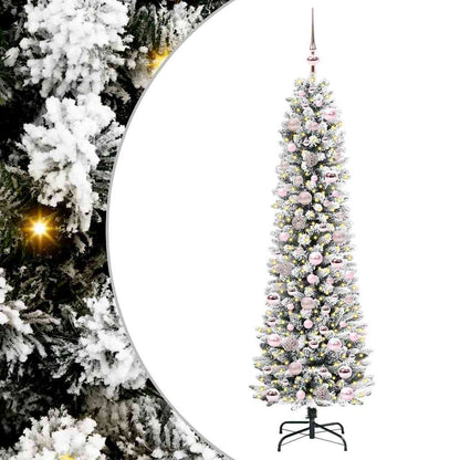 Kunstkerstboom Groen en wit 180 cm PVC en Metaal en Plastic