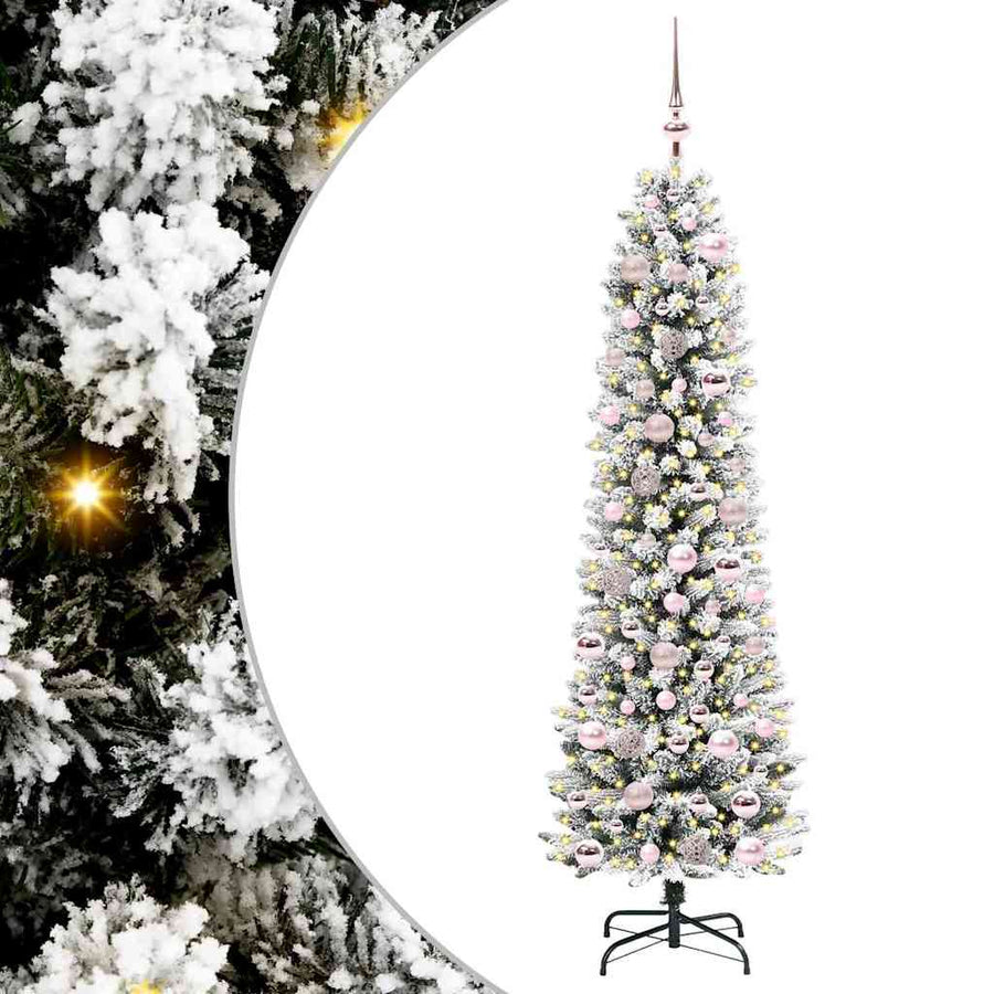 Kunstkerstboom Groen en wit 180 cm PVC en Metaal en Plastic
