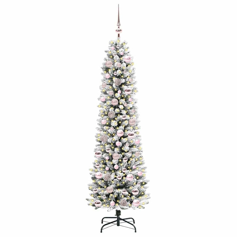Kunstkerstboom Groen en wit 180 cm PVC en Metaal en Plastic