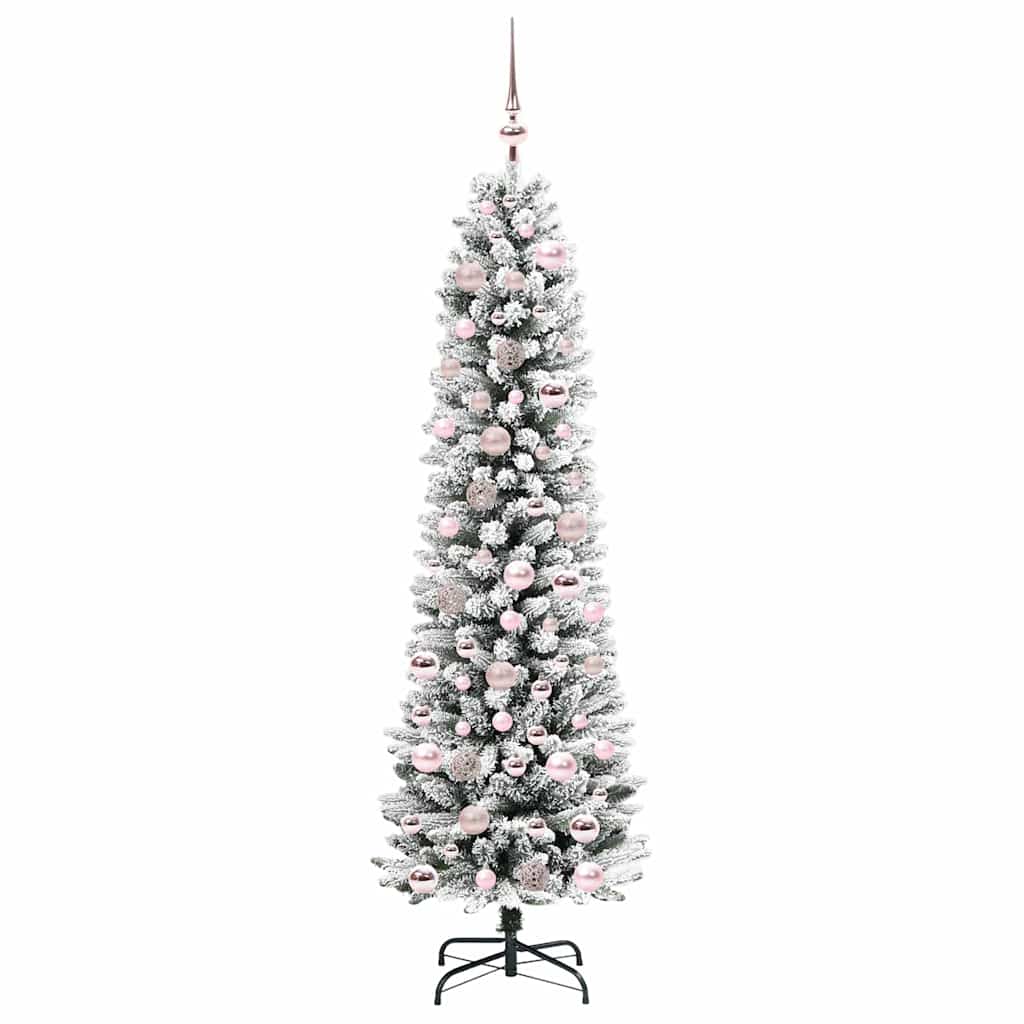 Kunstkerstboom Groen en wit 180 cm PVC en Metaal en Plastic