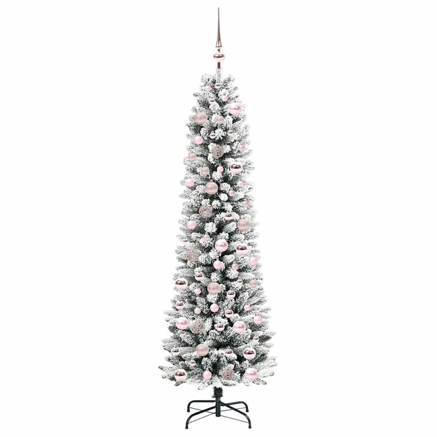 Kunstkerstboom Groen en wit 180 cm PVC en Metaal en Plastic