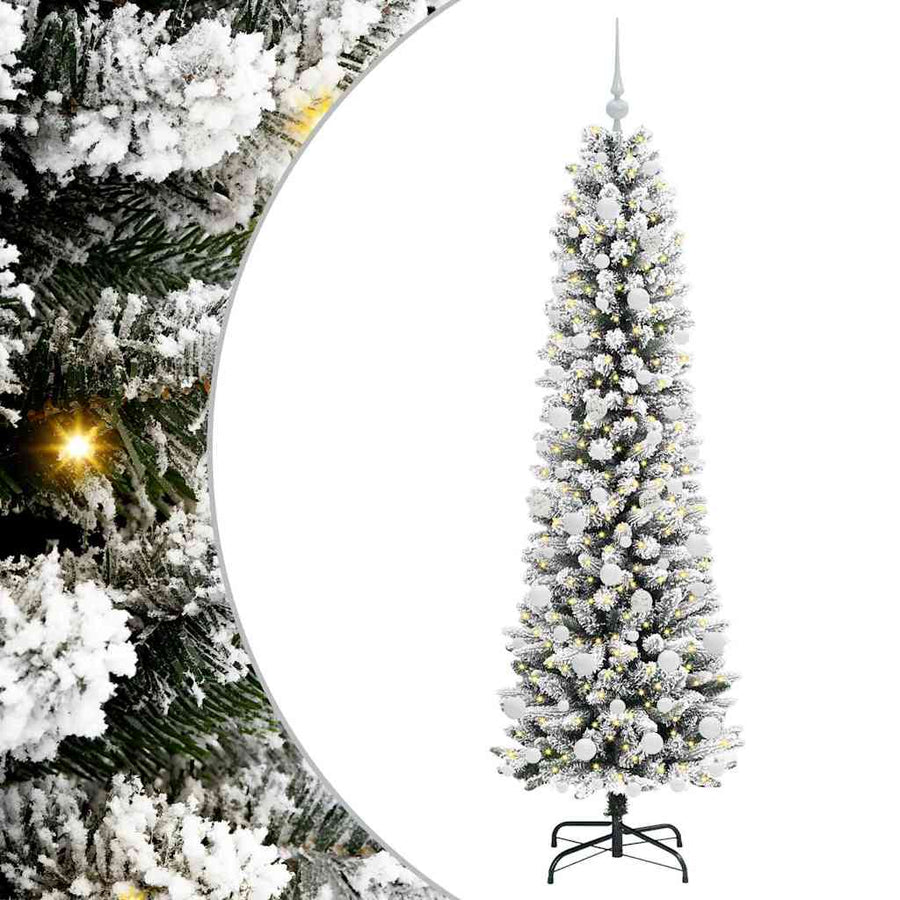 Kunstkerstboom Groen en wit 180 cm PVC en Metaal en Plastic