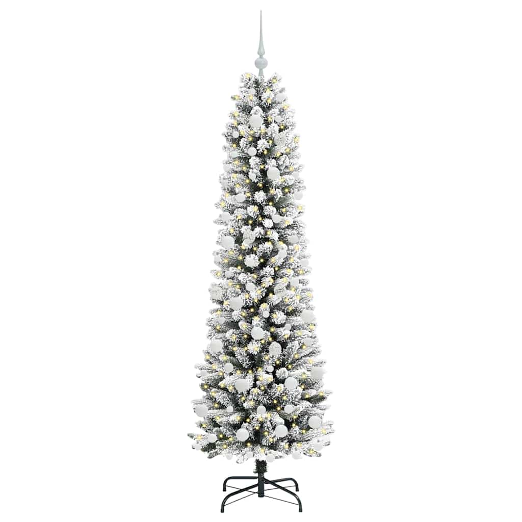 Kunstkerstboom Groen en wit 180 cm PVC en Metaal en Plastic