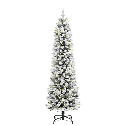 Kunstkerstboom Groen en wit 180 cm PVC en Metaal en Plastic