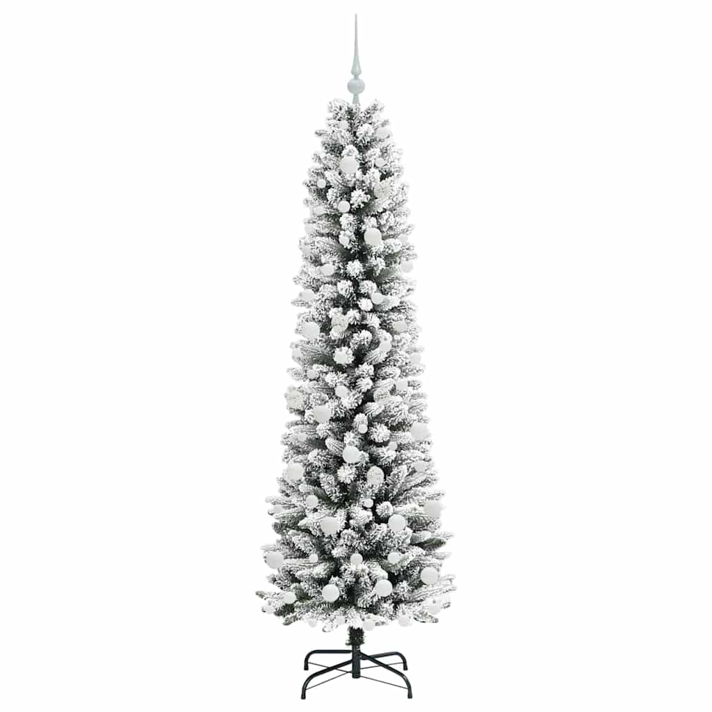 Kunstkerstboom Groen en wit 180 cm PVC en Metaal en Plastic