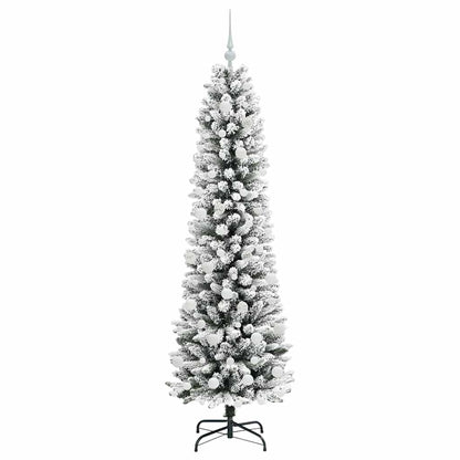 Kunstkerstboom Groen en wit 180 cm PVC en Metaal en Plastic