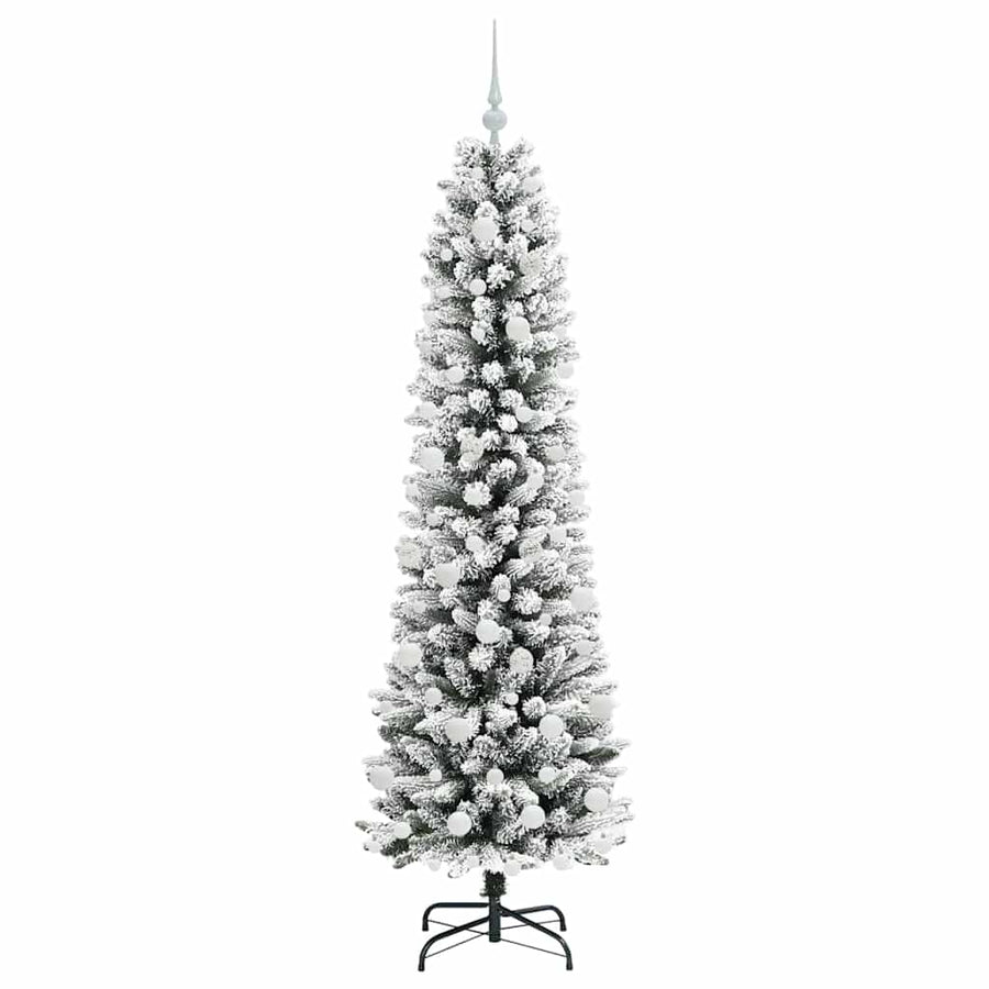 Kunstkerstboom Groen en wit 180 cm PVC en Metaal en Plastic