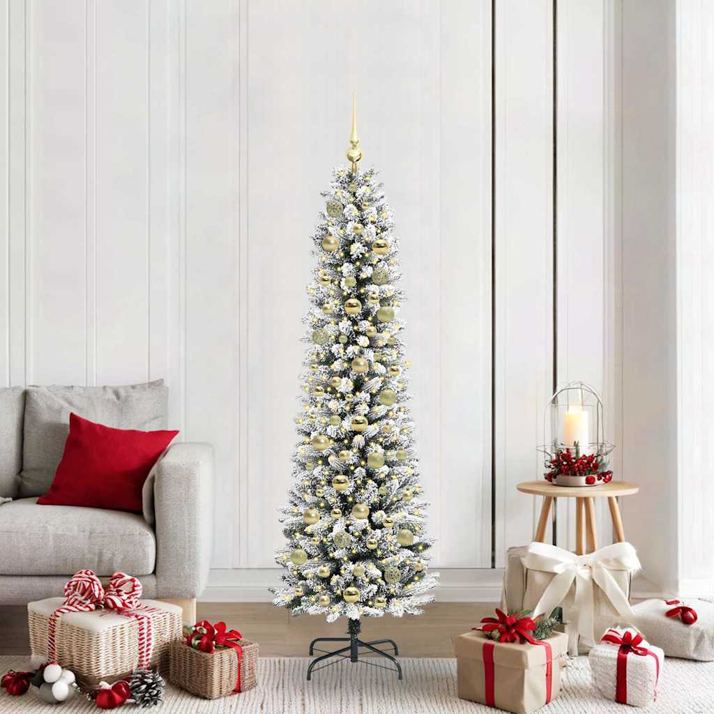 Kunstkerstboom Wit 180 cm PVC en Metaal en Plastic