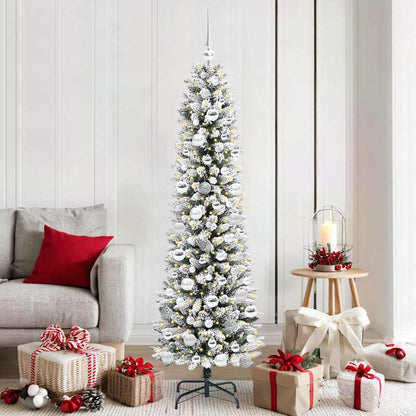 Kunstkerstboom Groen en wit 180 cm PVC en Metaal en Plastic