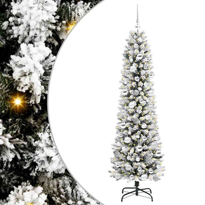 Kunstkerstboom Groen en wit 180 cm PVC en Metaal en Plastic