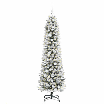 Kunstkerstboom Groen en wit 180 cm PVC en Metaal en Plastic