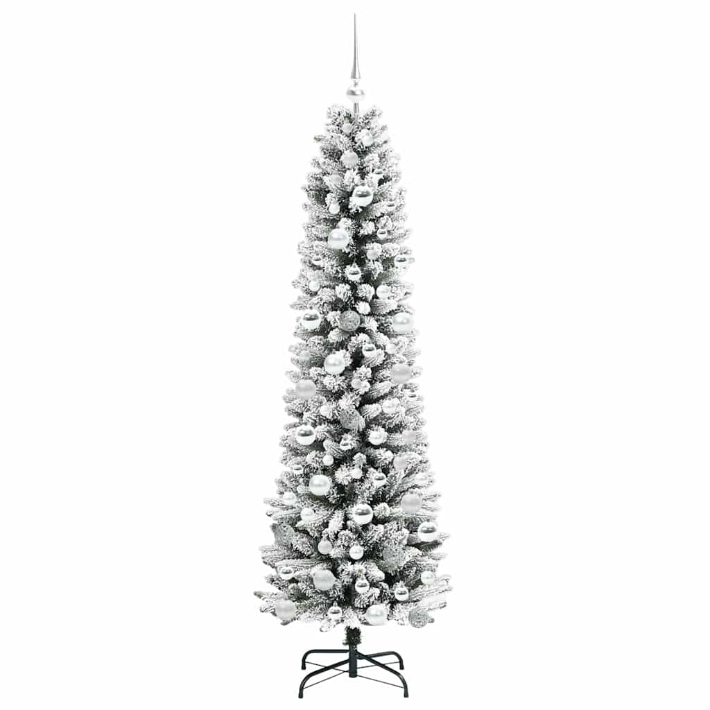 Kunstkerstboom Groen en wit 180 cm PVC en Metaal en Plastic