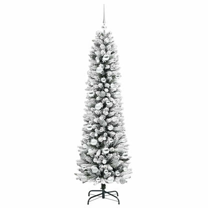 Kunstkerstboom Groen en wit 180 cm PVC en Metaal en Plastic