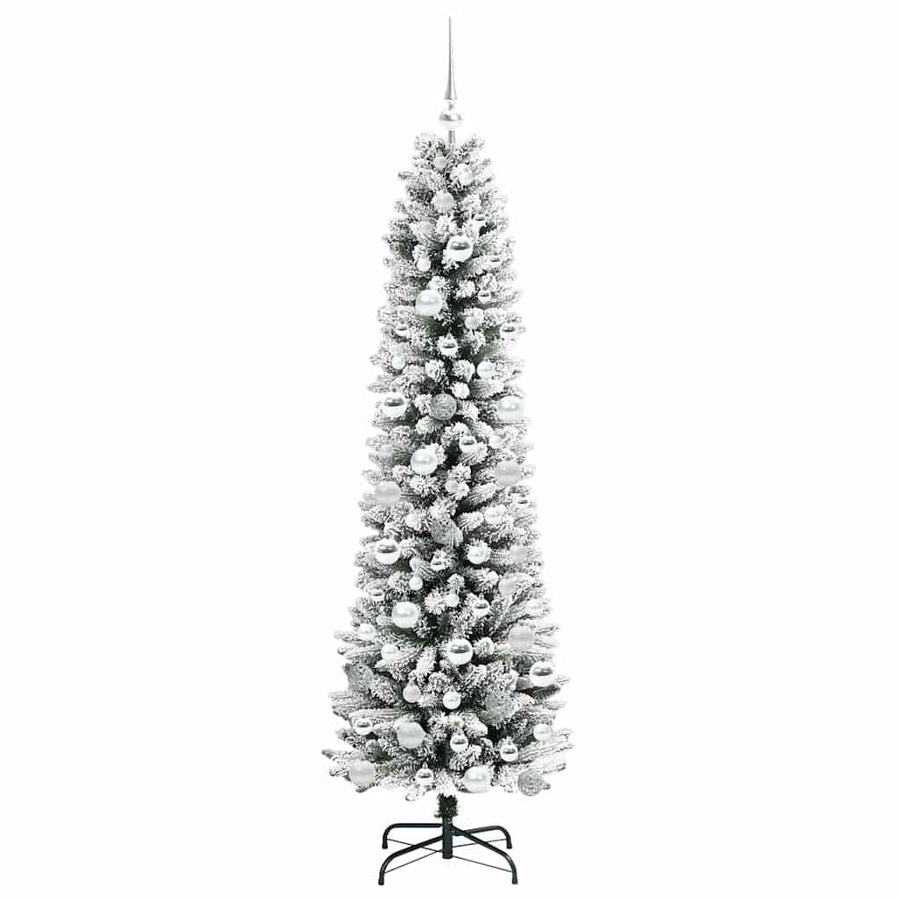 Kunstkerstboom Groen en wit 180 cm PVC en Metaal en Plastic