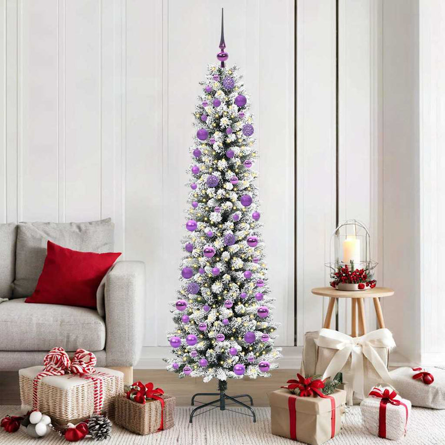 Kunstkerstboom Groen en wit 180 cm PVC en Metaal en Plastic