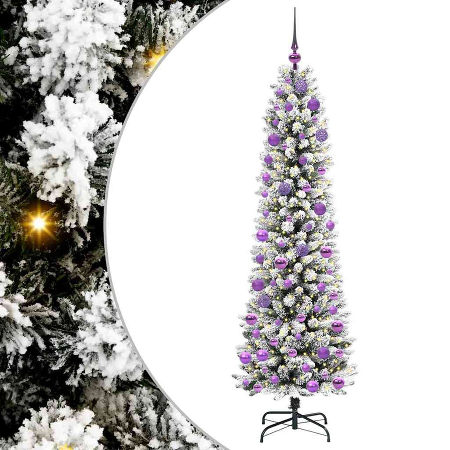 Kunstkerstboom Groen en wit 180 cm PVC en Metaal en Plastic