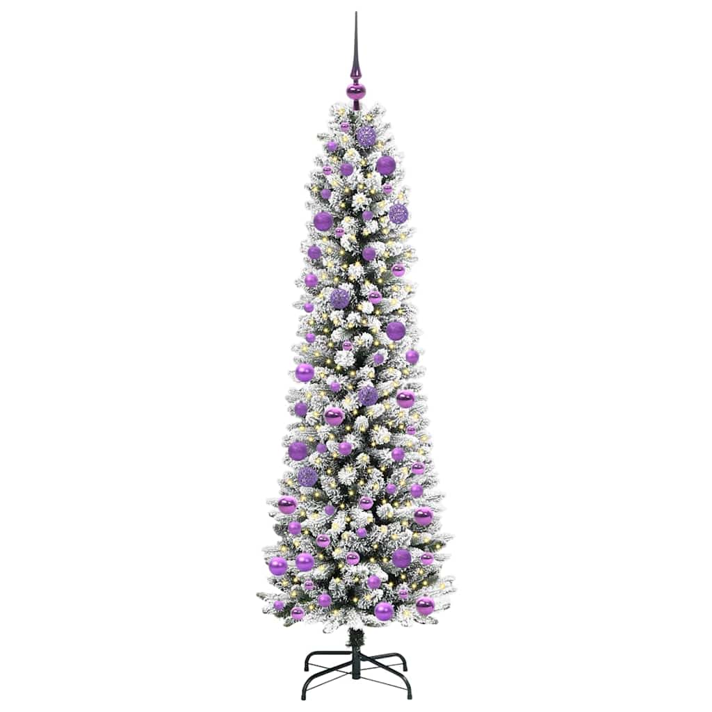 Kunstkerstboom Groen en wit 180 cm PVC en Metaal en Plastic