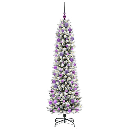 Kunstkerstboom Groen en wit 180 cm PVC en Metaal en Plastic
