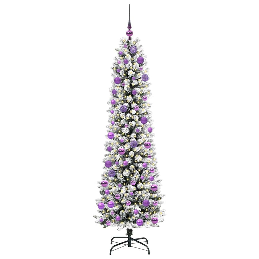 Kunstkerstboom Groen en wit 180 cm PVC en Metaal en Plastic