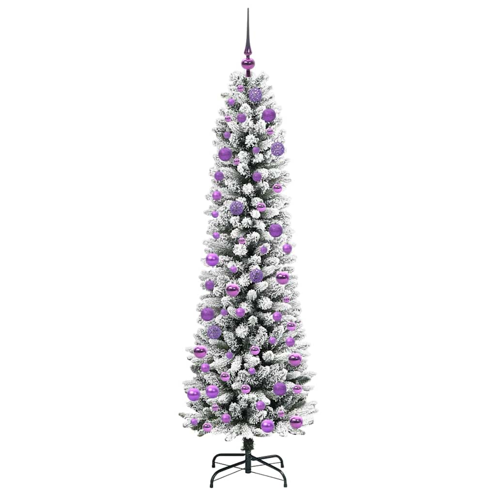 Kunstkerstboom Groen en wit 180 cm PVC en Metaal en Plastic