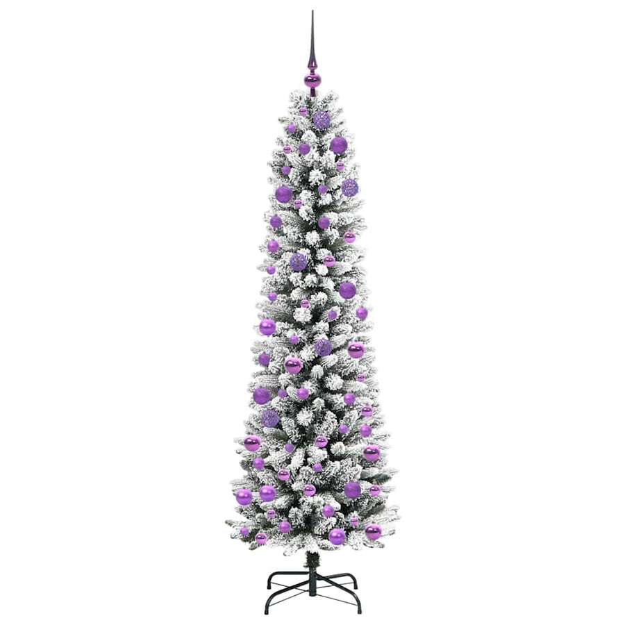 Kunstkerstboom Groen en wit 180 cm PVC en Metaal en Plastic