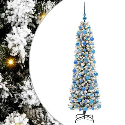 Kunstkerstboom Groen en wit 180 cm PVC en Metaal en Plastic