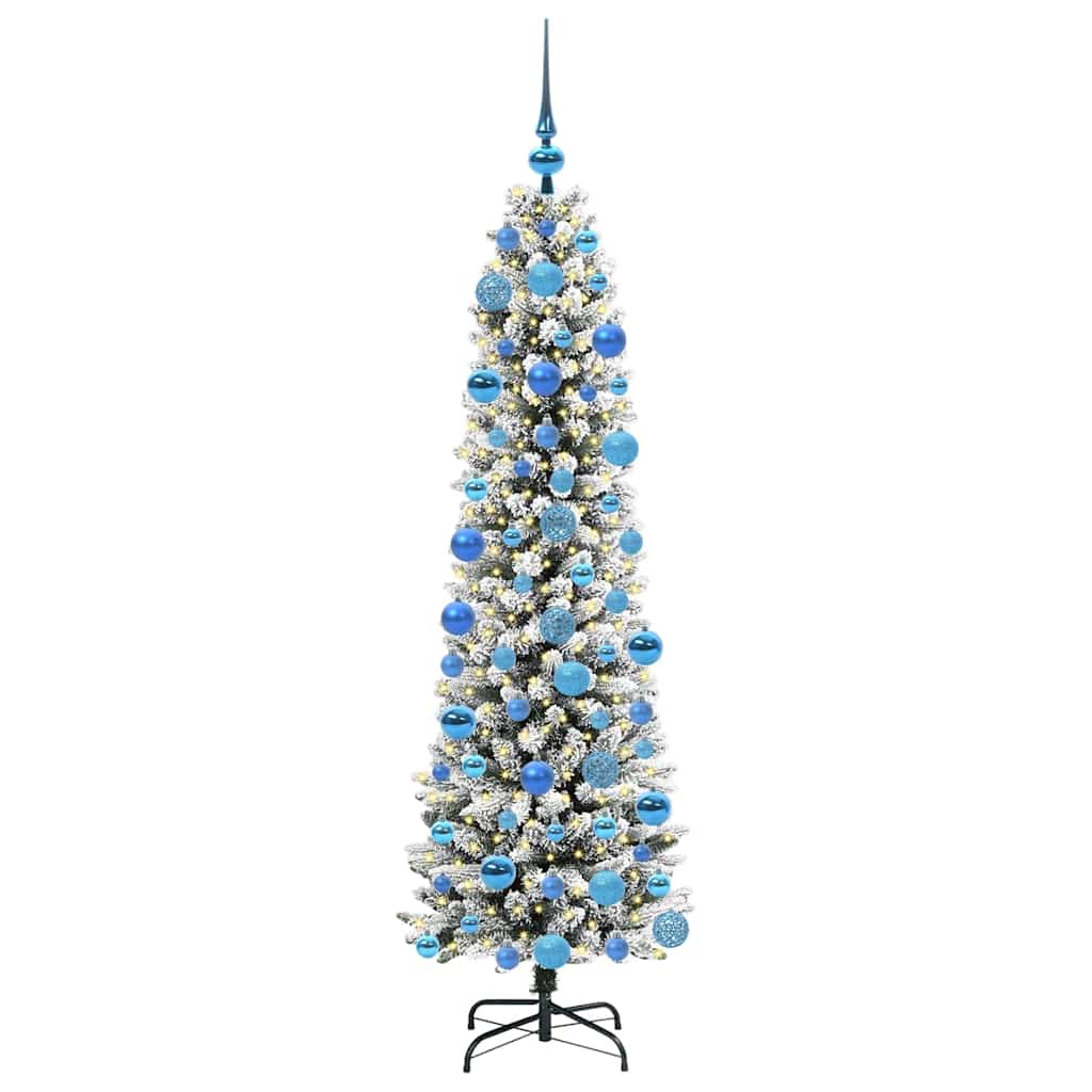 Kunstkerstboom Groen en wit 180 cm PVC en Metaal en Plastic