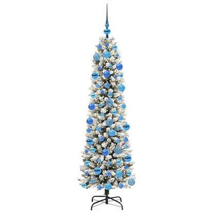 Kunstkerstboom Groen en wit 180 cm PVC en Metaal en Plastic