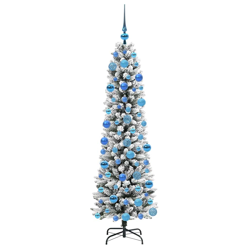 Kunstkerstboom Groen en wit 180 cm PVC en Metaal en Plastic
